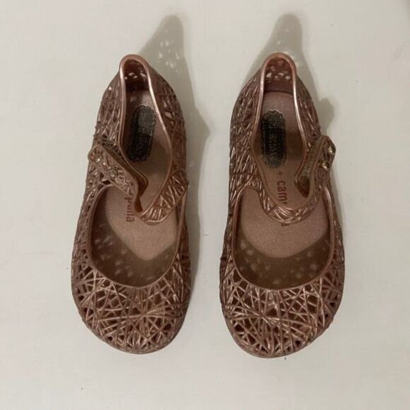Mini Melissa + Campana Rose Gold Zig Zag Shoes Baby Girls Size 7 - Picture 2 of 10
